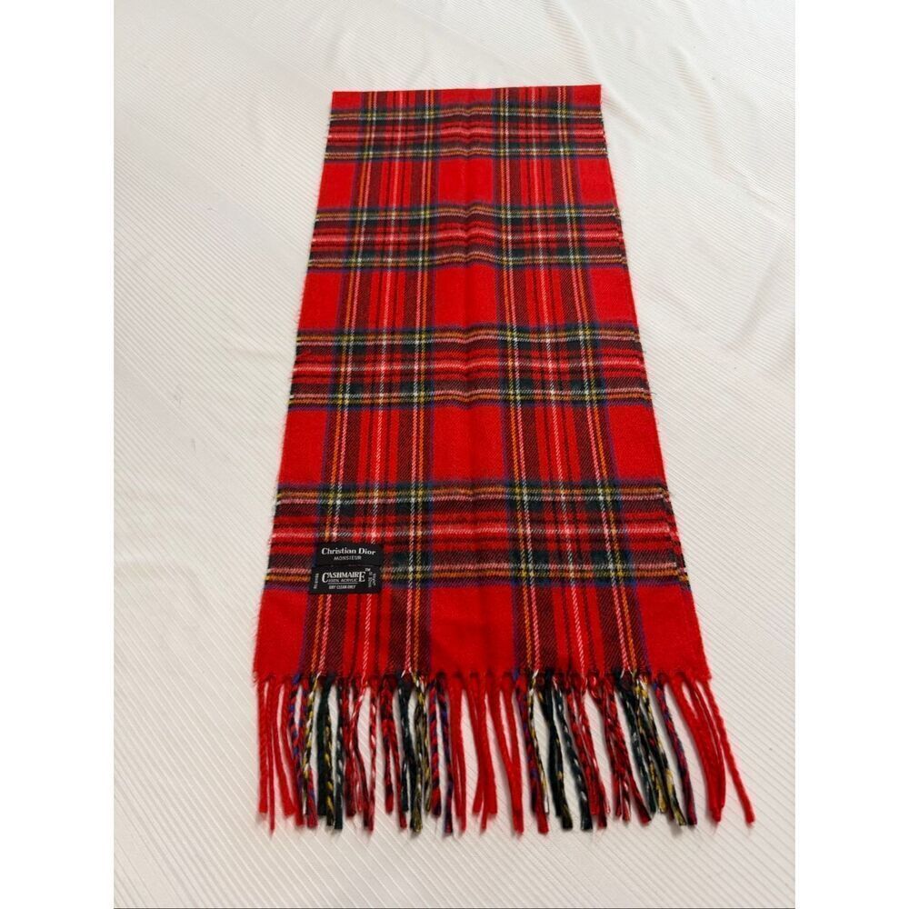 Christian Dior Monsieur Red Plaid Scarf